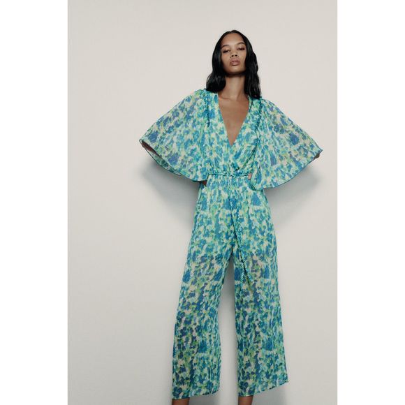 Zara Pants - ZARA FLUID PRINTED LONG JUMPSUIT